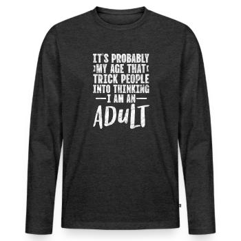 Of age - Men's Premium Organic Long Sleeve Shirt - heather anthracite - Front - Nico (187cm)
