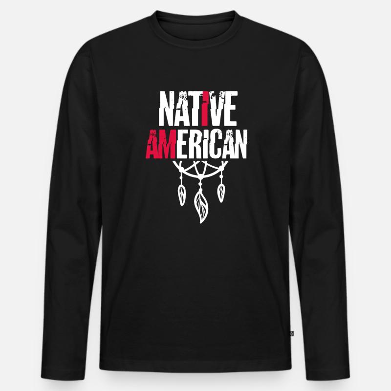 Indianer - Männer Premium Bio Langarmshirt - Schwarz