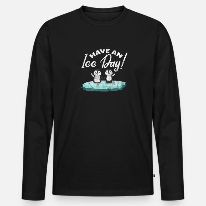 Pinguin - Männer Premium Bio Langarmshirt - Schwarz