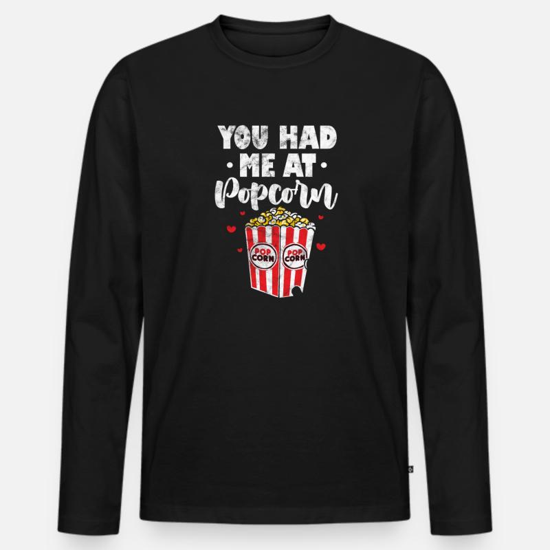 Popcorn - Männer Premium Bio Langarmshirt - Schwarz