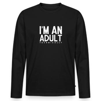Adult Adult Age of majority Gift - Men's Premium Organic Long Sleeve Shirt - black - Front - Nico (187cm)