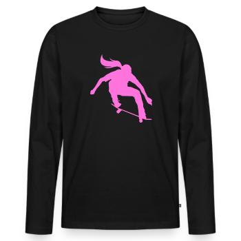 Skate Skater Fille - T-shirt manches longues Premium bio Homme - noir - Devant - Nico (187cm)