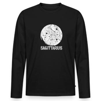 Schütze - Männer Premium Bio Langarmshirt - Schwarz - Vorne - Nico (187cm)