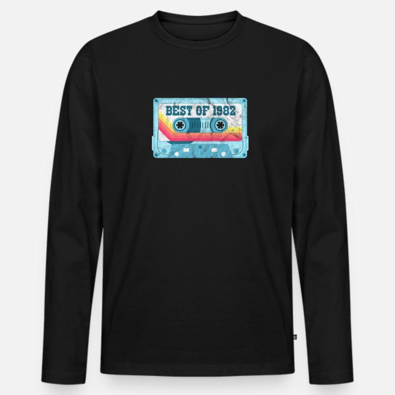 1982 - Männer Premium Bio Langarmshirt - Schwarz