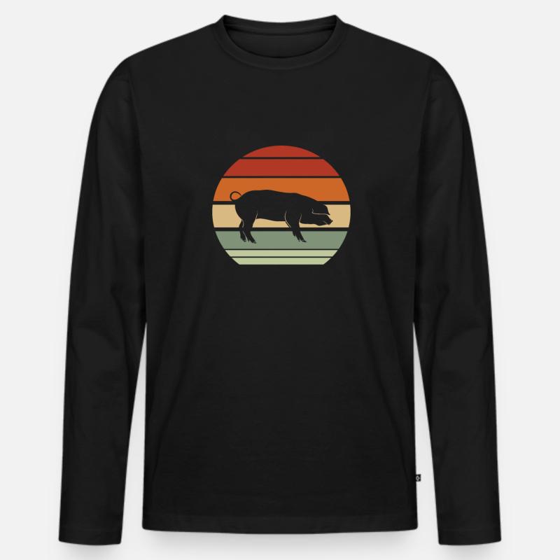 Schwein - Männer Premium Bio Langarmshirt - Schwarz