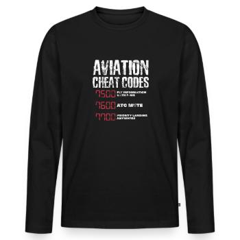 Pilot - Männer Premium Bio Langarmshirt - Schwarz - Vorne - Nico (187cm)