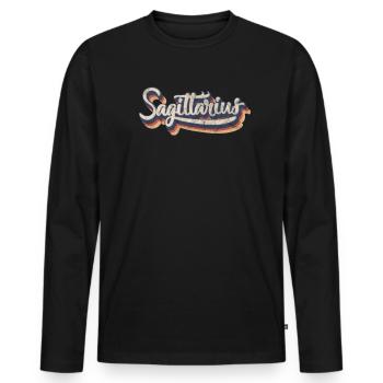 Schütze - Männer Premium Bio Langarmshirt - Schwarz - Vorne - Nico (187cm)