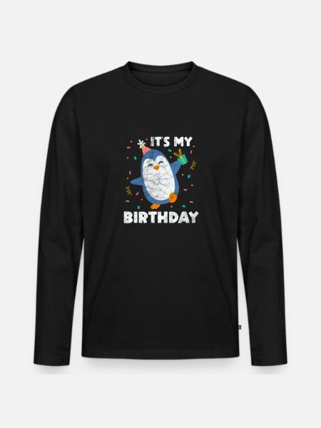 Penguin Birthday - Men's Premium Organic Long Sleeve Shirt - black