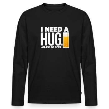 Bière - T-shirt manches longues Premium bio Homme - noir - Devant - Nico (187cm)