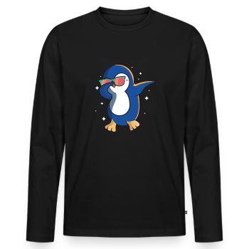 Penguin Ice Pôle Sud Penguin Snow Bird Cadeau - T-shirt manches longues Premium bio Homme - noir - Devant - Nico (187cm)