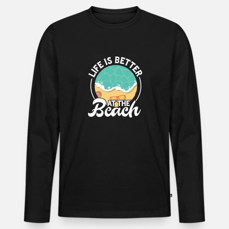 Strand - Männer Premium Bio Langarmshirt - Schwarz