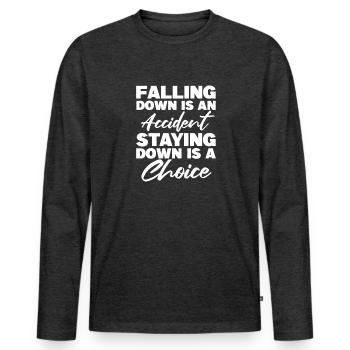 Motivation - Men's Premium Organic Long Sleeve Shirt - heather anthracite - Front - Nico (187cm)