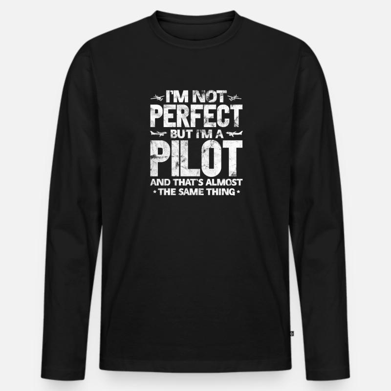 Pilot - Männer Premium Bio Langarmshirt - Schwarz