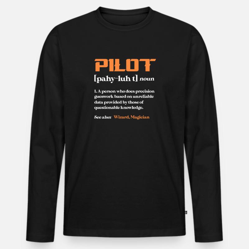Pilot Flugzeug Fliegen Flieger Geschenk - Männer Premium Bio Langarmshirt - Schwarz