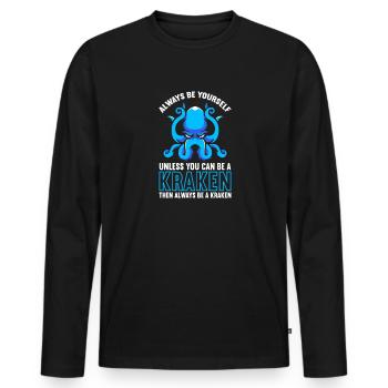 Krake - Männer Premium Bio Langarmshirt - Schwarz - Vorne - Nico (187cm)