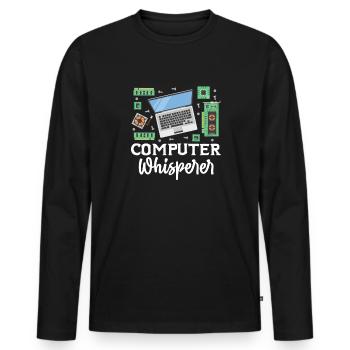 Computer - Männer Premium Bio Langarmshirt - Schwarz - Vorne - Nico (187cm)