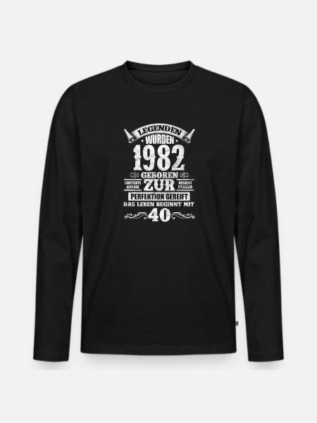 1982 - Männer Premium Bio Langarmshirt - Schwarz