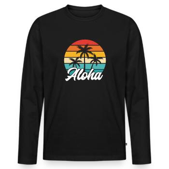 Hawaii - Men's Premium Organic Long Sleeve Shirt - black - Front - Nico (187cm)