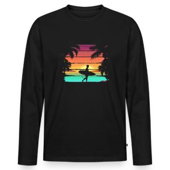 Plage - T-shirt manches longues Premium bio Homme - noir - Devant - Nico (187cm)
