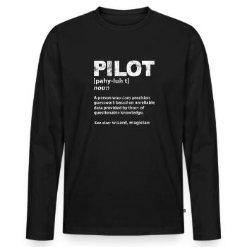 Pilot - Männer Premium Bio Langarmshirt - Schwarz - Vorne - Nico (187cm)