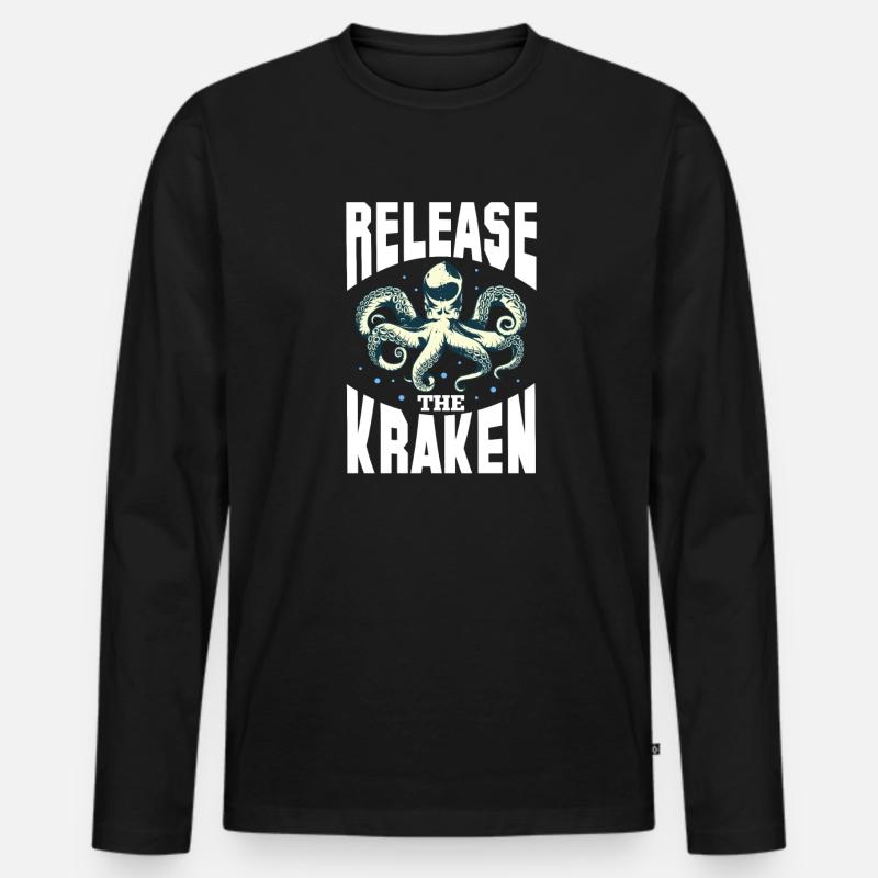 Krake - Männer Premium Bio Langarmshirt - Schwarz