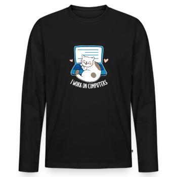 Computer - Männer Premium Bio Langarmshirt - Schwarz - Vorne - Nico (187cm)