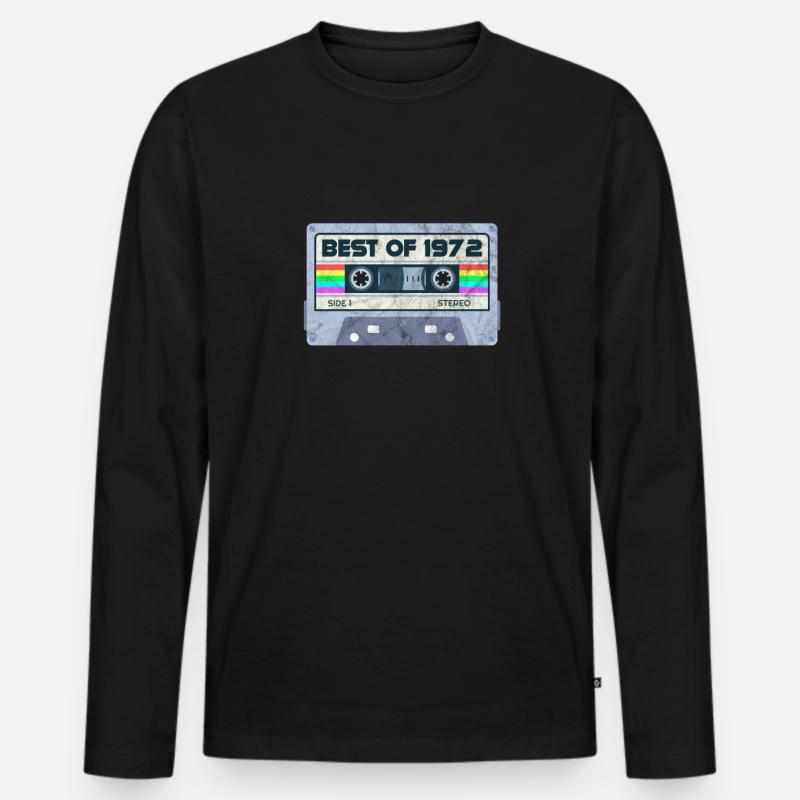 1972 - Männer Premium Bio Langarmshirt - Schwarz