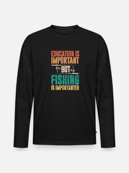 Angler - Men's Premium Organic Long Sleeve Shirt - black