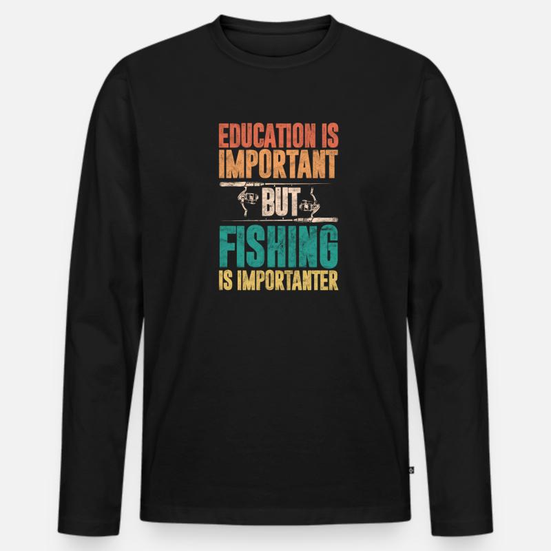 Angler - Männer Premium Bio Langarmshirt - Schwarz
