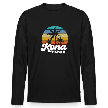 Hawaii - Men's Premium Organic Long Sleeve Shirt - black - Front - Nico (187cm)