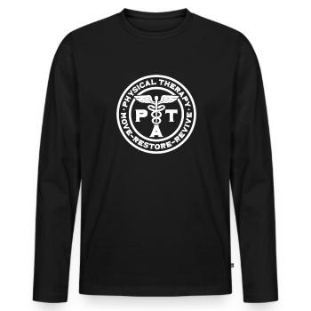 Physiotherapist - Men's Premium Organic Long Sleeve Shirt - black - Front - Nico (187cm)