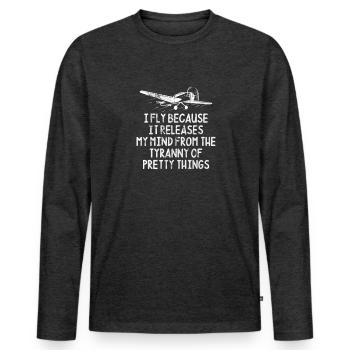 Pilote - T-shirt manches longues Premium bio Homme - anthracite chiné - Devant - Nico (187cm)