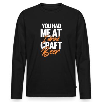Bière - T-shirt manches longues Premium bio Homme - noir - Devant - Nico (187cm)