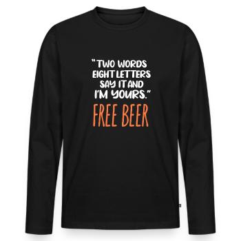 Bière - T-shirt manches longues Premium bio Homme - noir - Devant - Nico (187cm)