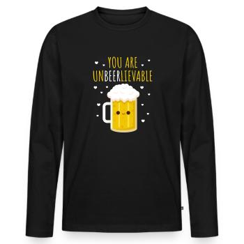 Bière - T-shirt manches longues Premium bio Homme - noir - Devant - Nico (187cm)