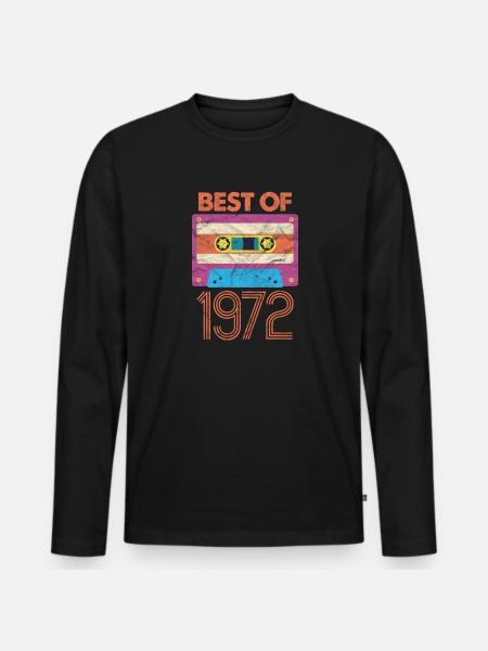 1972 - Männer Premium Bio Langarmshirt - Schwarz