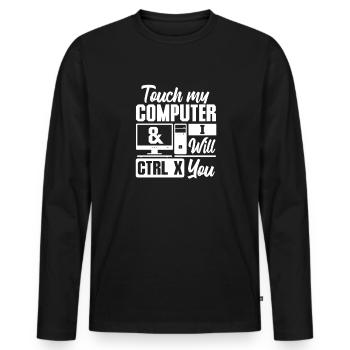 Computer - Männer Premium Bio Langarmshirt - Schwarz - Vorne - Nico (187cm)