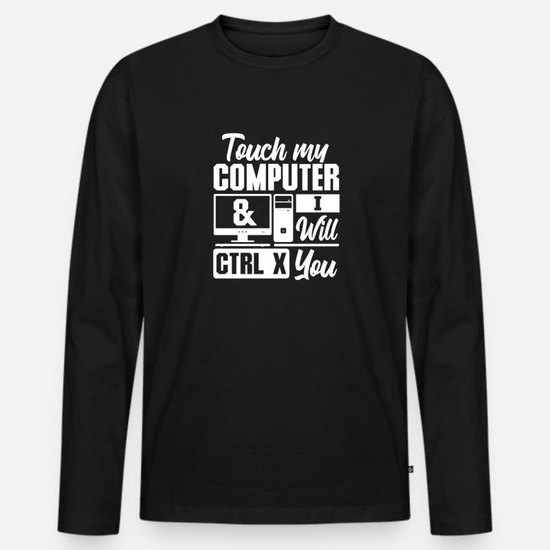Computer - Männer Premium Bio Langarmshirt - Schwarz