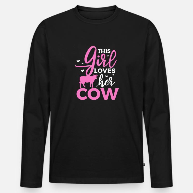 Kuh - Männer Premium Bio Langarmshirt - Schwarz