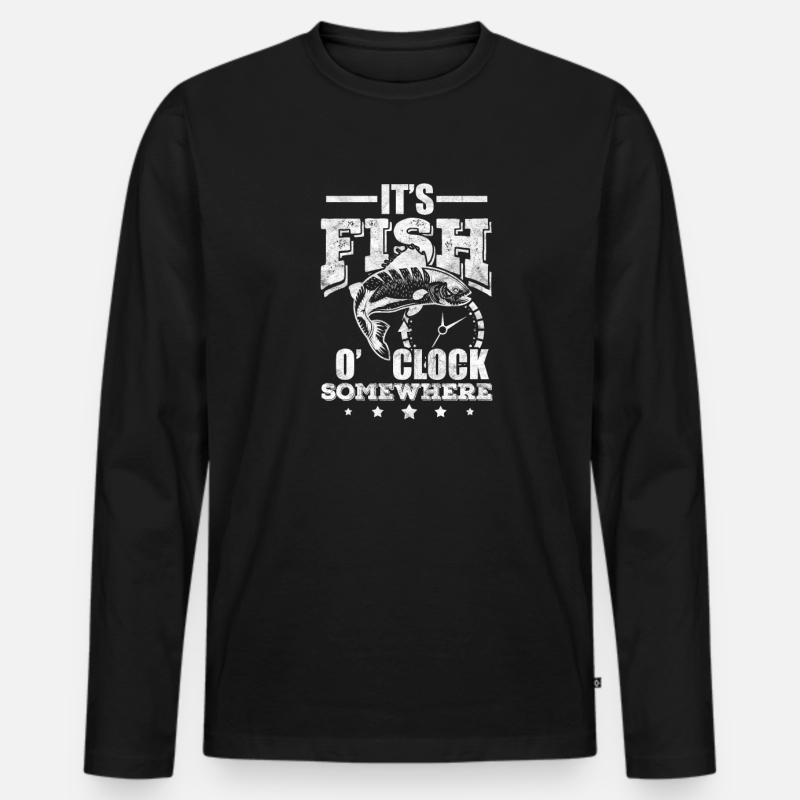 Angler - Männer Premium Bio Langarmshirt - Schwarz