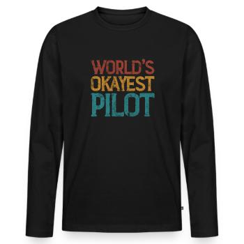 Pilot - Männer Premium Bio Langarmshirt - Schwarz - Vorne - Nico (187cm)