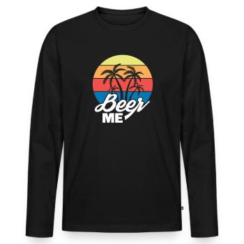 Bière - T-shirt manches longues Premium bio Homme - noir - Devant - Nico (187cm)
