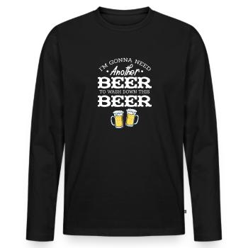 Bière - T-shirt manches longues Premium bio Homme - noir - Devant - Nico (187cm)