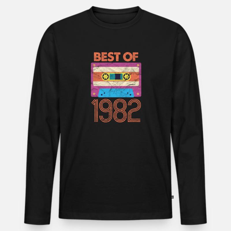 1982 - Männer Premium Bio Langarmshirt - Schwarz