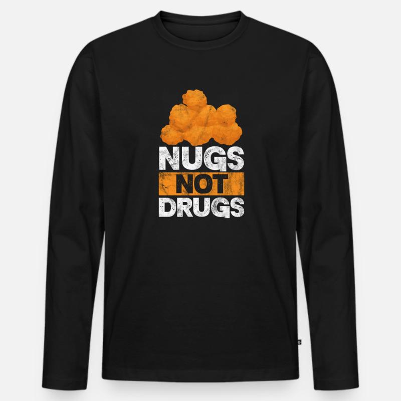 Chicken Nuggets - Männer Premium Bio Langarmshirt - Schwarz