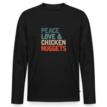 Chicken Poultry Chicken Nuggets Gift - Men's Premium Organic Long Sleeve Shirt - black - Front - Nico (187cm)
