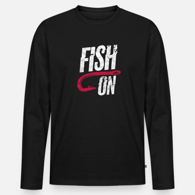 Angler - Männer Premium Bio Langarmshirt - Schwarz