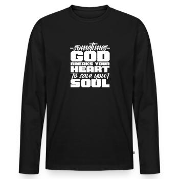 Motivation - T-shirt manches longues Premium bio Homme - noir - Devant - Nico (187cm)