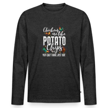 Huhn - Männer Premium Bio Langarmshirt - Anthrazit meliert - Vorne - Nico (187cm)