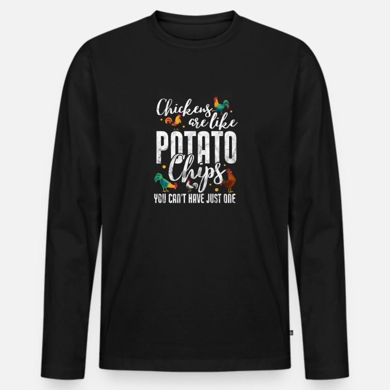 Huhn - Männer Premium Bio Langarmshirt - Schwarz